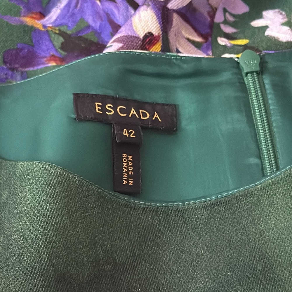 Escada Fall 2014 Hyacinth green purple floral long sleeve dress - Picture 10 of 14